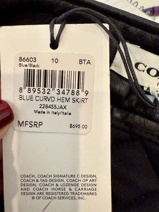 Coach 1941 Blue/Black Curved Hem Skirt  NWT - Size 10 - Picture 5 of 9